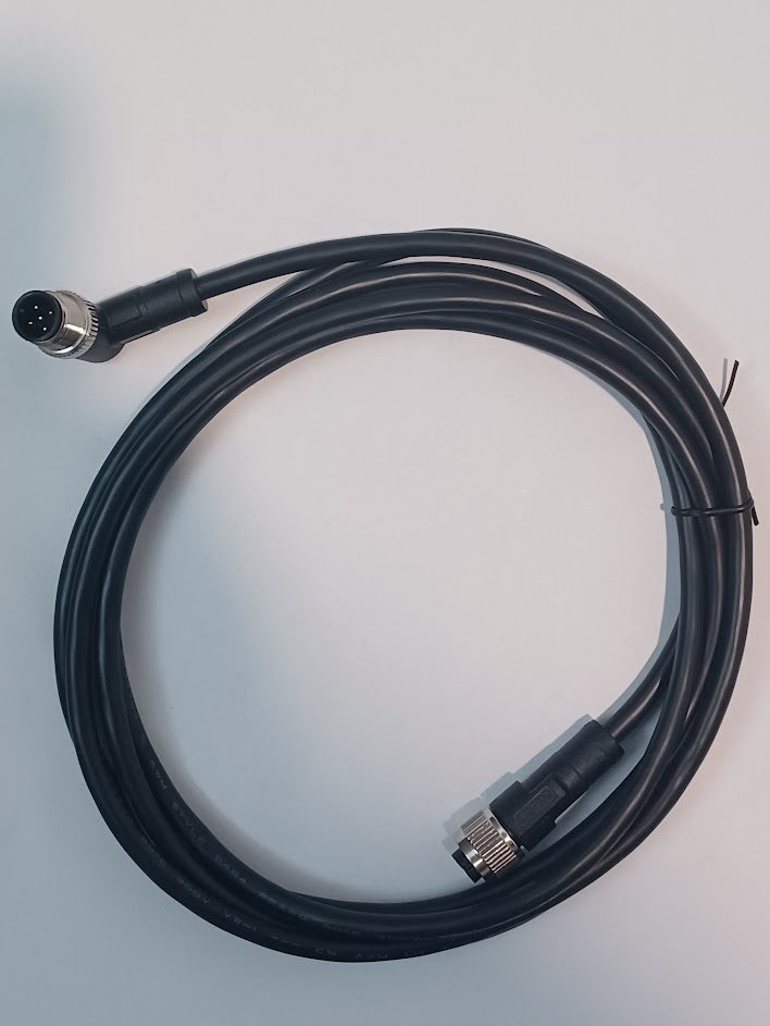 Cable M12 A-code 5 pin angle female to straight male connector