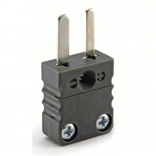 Thermocouple Plug: Mini Plug, Flat Pins, For Type J Sensor Type, Black
