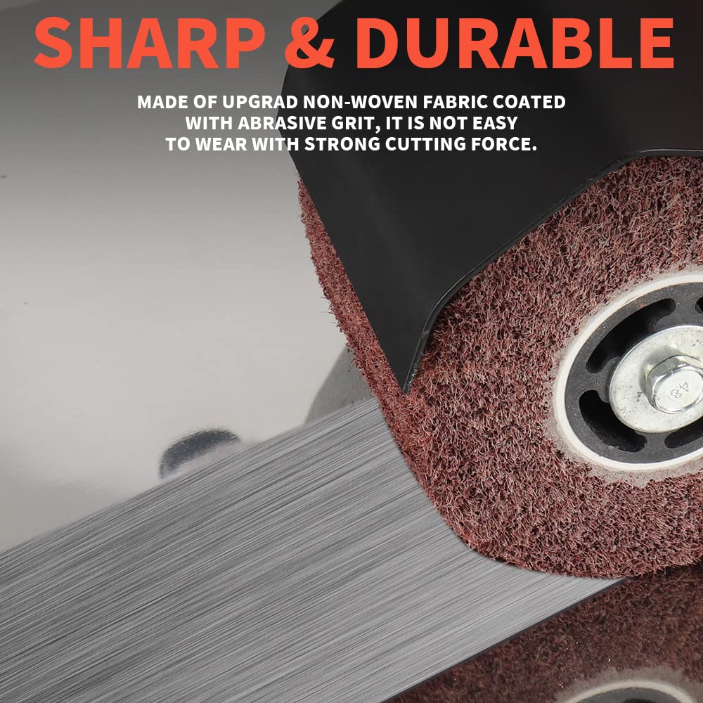 120x100x19mm Non-Woven Abrasive Wire Drawing Polishing Burnishing Wheel Flap Brush for Surface Treatment Stainless Steel, Aluminum, Copper, and More