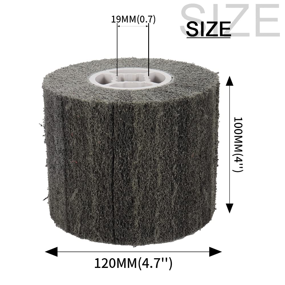 120x100x19mm Non-Woven Abrasive Wire Drawing Polishing Burnishing Wheel Flap Brush for Surface Treatment Stainless Steel, Aluminum, Copper, and More