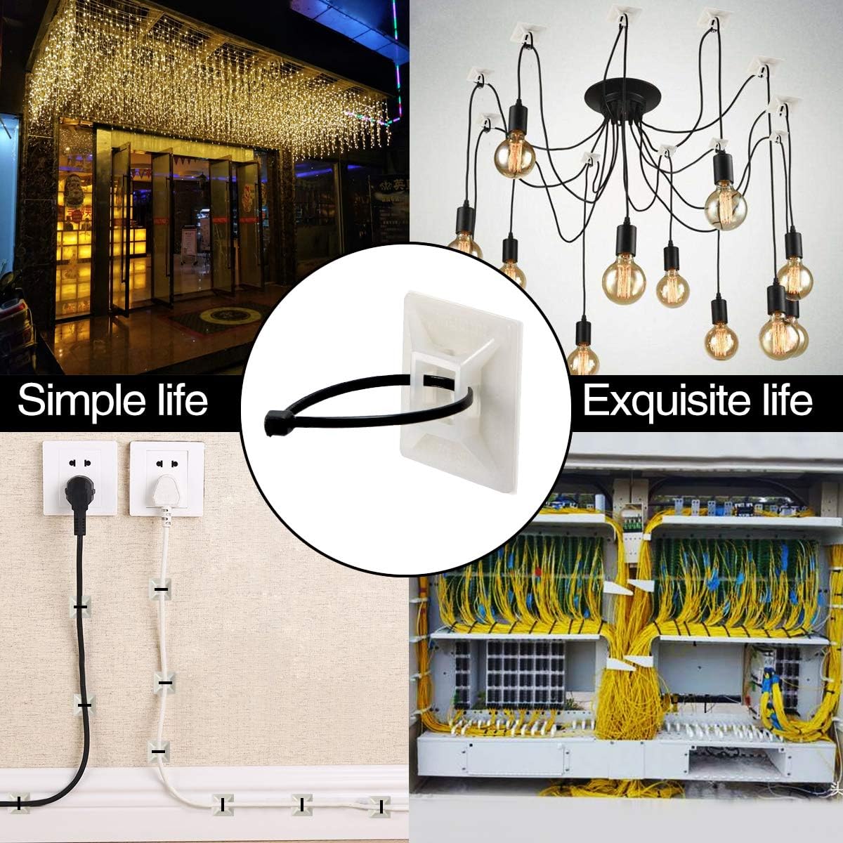 White Self Adhesive Cable Tie Mount 3/4" square (100 Pcs)