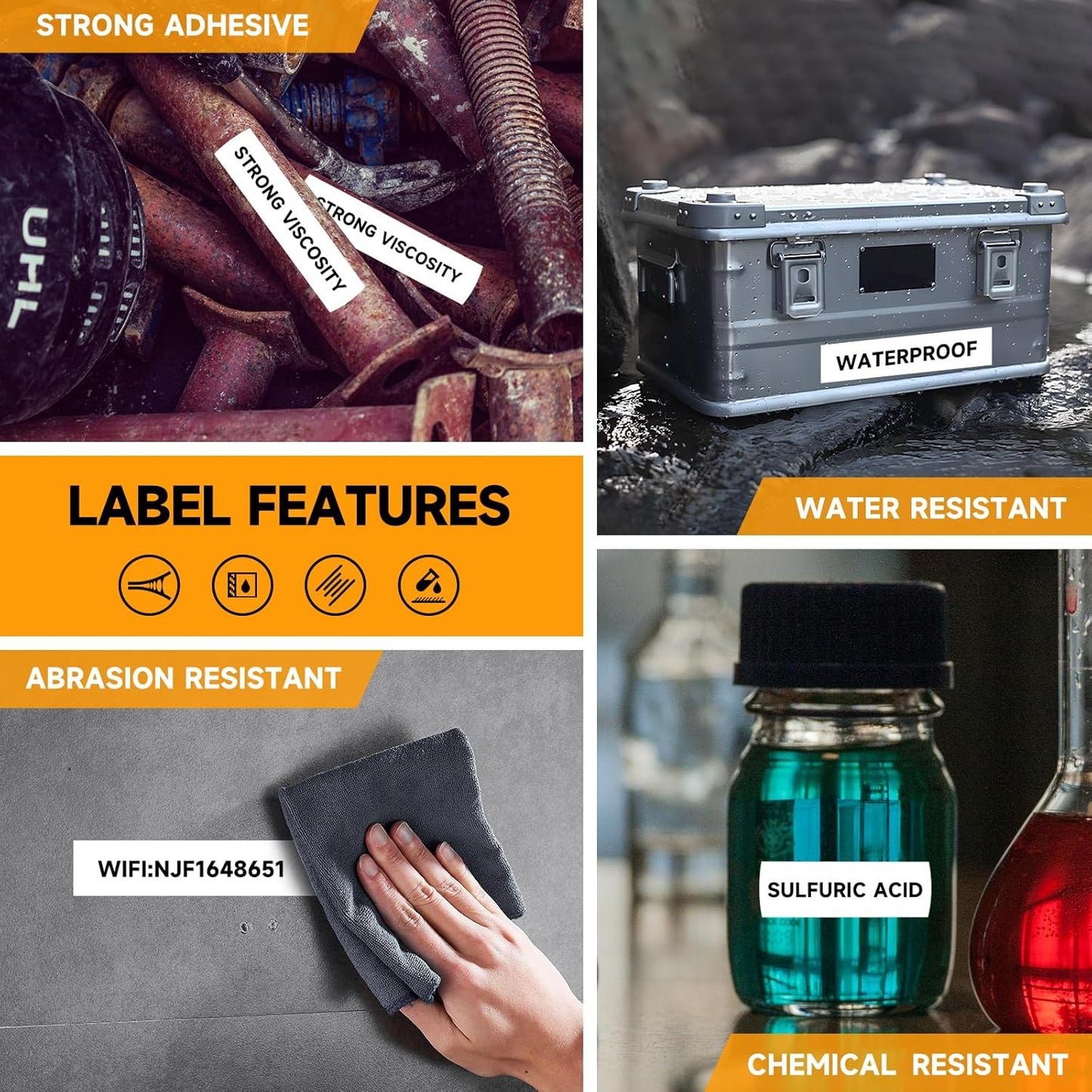 Replacement for Label Tape -M21-500-595-WT, All-Weather Vinyl Label 1/2" W 21' L Black on White Compatible with M210 and M210-LAB Printer, for Indoor/Outdoor Labels, 1Pcs