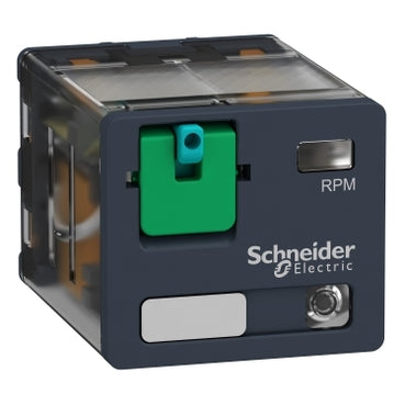 Schneider plug-in relay, Harmony electromechanical relays, 15A, 3CO, with LED, lockable test button, 24V DC