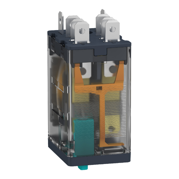 Schneider plug-in relay, Harmony electromechanical relays, 15A, 2CO, with LED, lockable test button, 24V DC