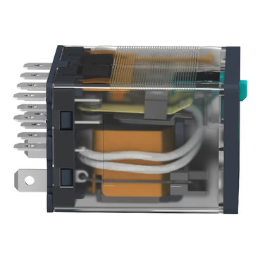Schneider plug-in relay, Harmony electromechanical relays, 15A, 4CO, with LED, lockable test button, 24V DC