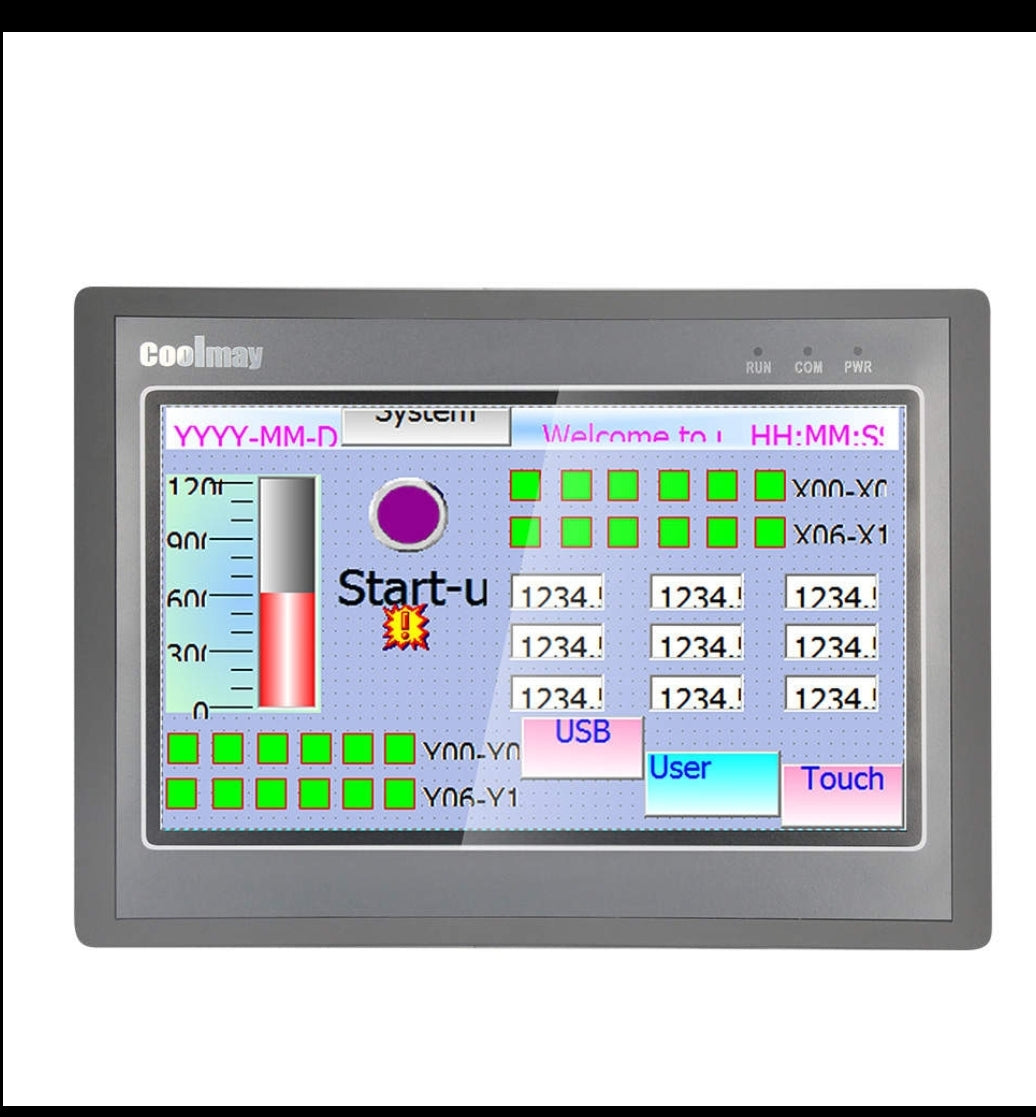 COOLMAY ALL IN ONE (PLC+HMI) MODEL # QM3G-70KFH-60MRT-4AD2DA-2J-A0-2AO-EXW