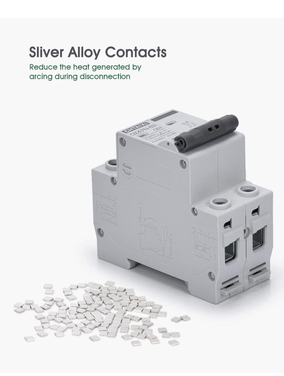 AC Miniature Circuit Breaker, 16 Amp 120V/240V 2 Pole DIN Rail Mount Circuit Breaker, Thermal Magnetic Trip, Solar AC Disconnect Switch MCB C16