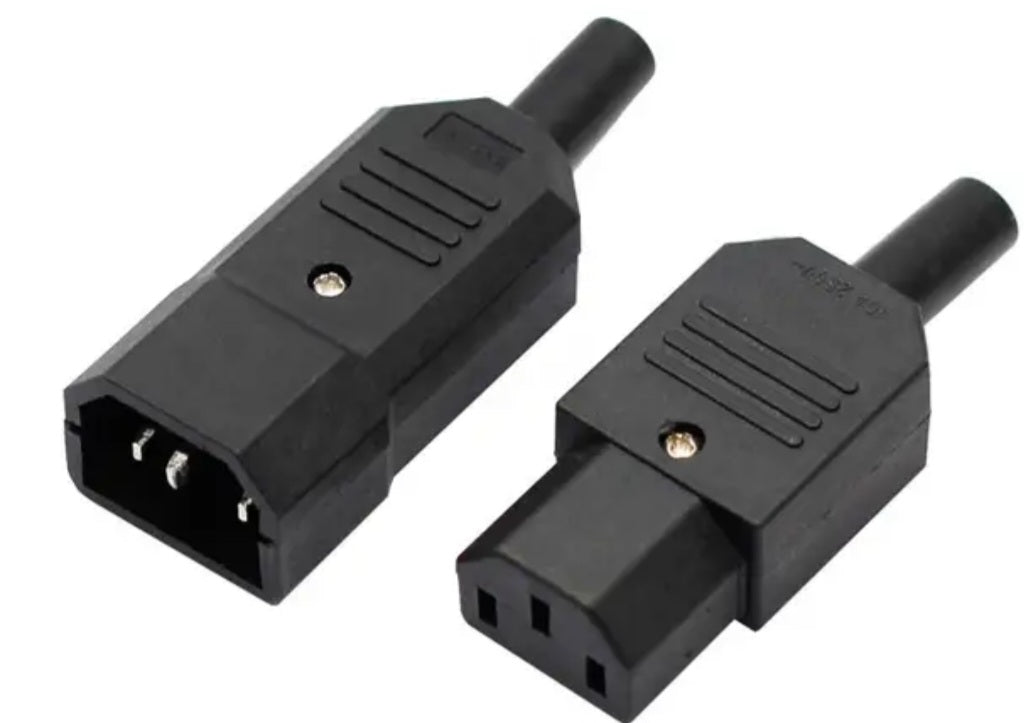 1Pair AC250V 10A IEC C14 Male C13 Female, 3 Pins Terminals Inline Adapter Plug Power Socket Connectors