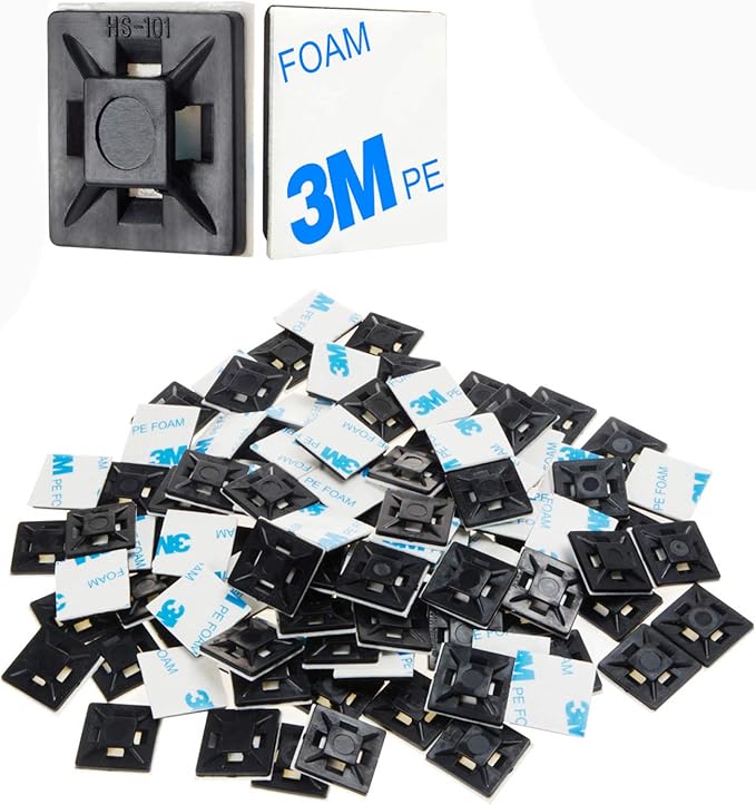 White Self Adhesive Cable Tie Mount 3/4" square (100 Pcs)