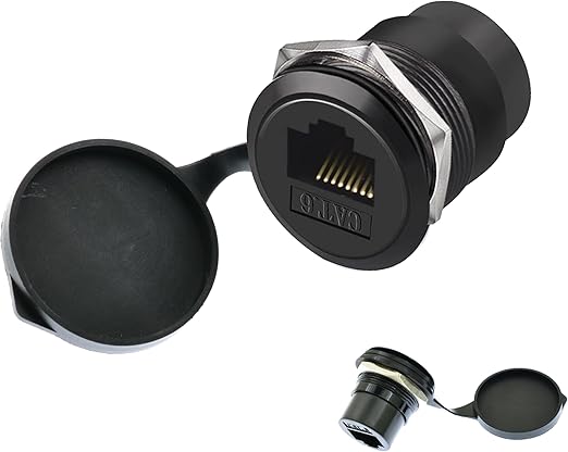 RJ45 CAT6 Panel Mount Adapter Female-to-Female Ethernet Pass-Through Connector, 10 Gbps Bulkhead Interface Adapter, XLR/D-Panel Mountable with Waterproof & Dustproof Cover