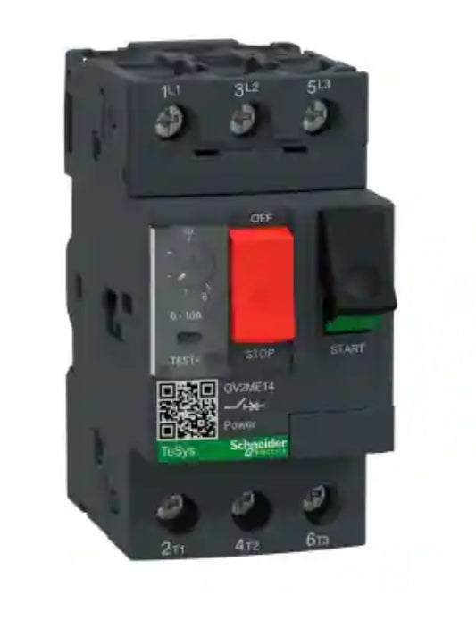 Schneider Electric GV2ME14 Picture  Illustration: Wiring Diagram for GV2ME-- + 6 + 6 1  videos TeSys Deca Manual Starter and Protector, thermal magnetic circuit protector, push buttons, 6 to 10 A, screw clamp